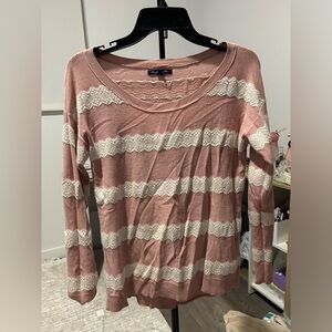 American eagle pink striped sweater